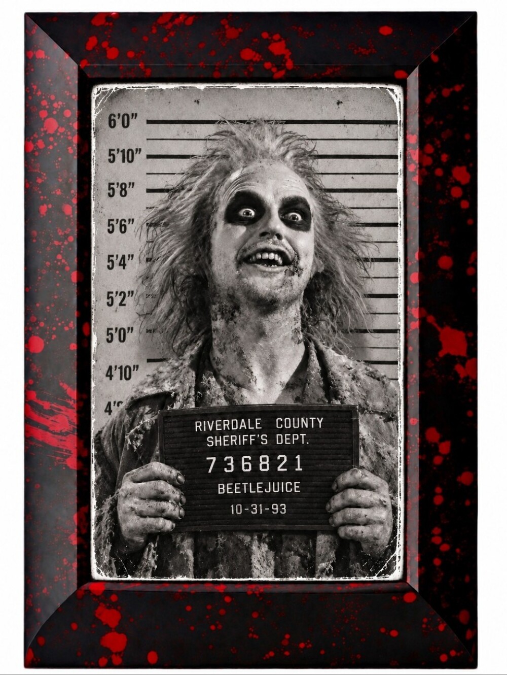 Beetlejuice vintage Mugshot ArtDecor 90s Cult Classic Movie Art Halloween Movie